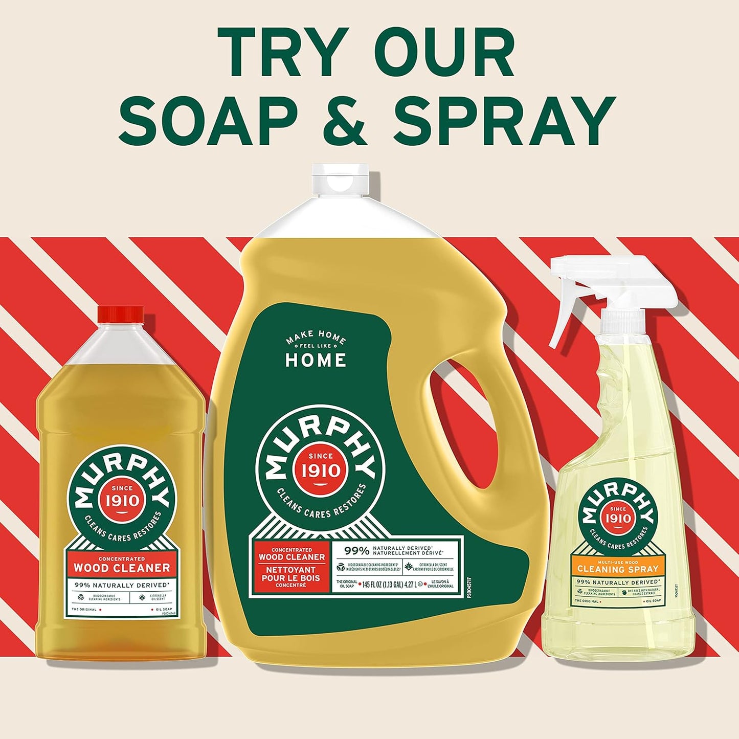Murphy Oil Soap Concentrated Formula, Wood Cleaner, No-Rinse Floor Cleaner, Citronella Oil Scent, 32 fl oz Bottle (3 Pack)