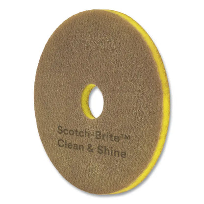 3M/COMMERCIAL TAPE DIV. Clean and Shine Pad, 14" Diameter, Brown/Yellow, 5/Carton (MMM09548)