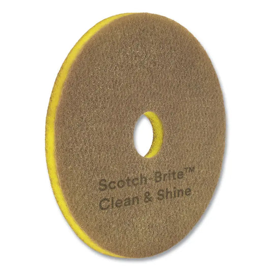 3M/COMMERCIAL TAPE DIV. Clean and Shine Pad, 14" Diameter, Brown/Yellow, 5/Carton (MMM09548)
