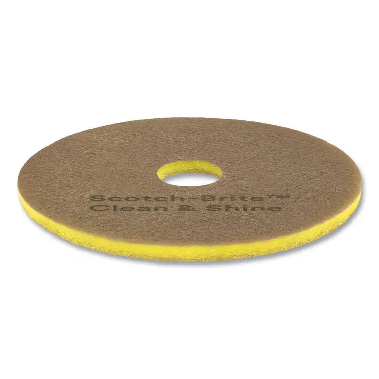 3M/COMMERCIAL TAPE DIV. Clean and Shine Pad, 14" Diameter, Brown/Yellow, 5/Carton (MMM09548)