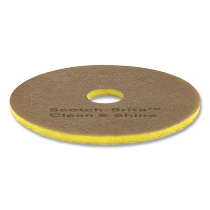 3M/COMMERCIAL TAPE DIV. Clean and Shine Pad, 14" Diameter, Brown/Yellow, 5/Carton (MMM09548)